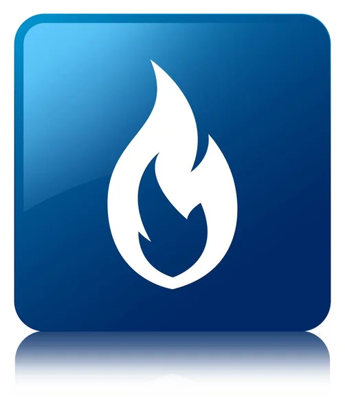 Feuer Flamme Symbol blauer quadratischer Knopf — Stockfoto
