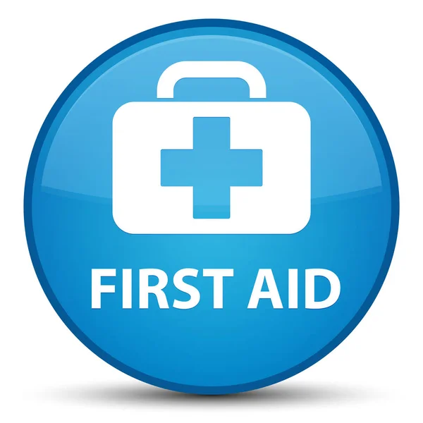 Botón redondo azul cian especial de primeros auxilios — Foto de Stock