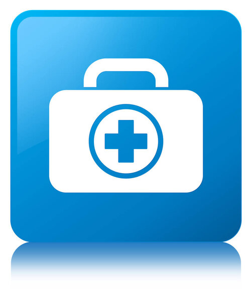 First aid kit icon cyan blue square button