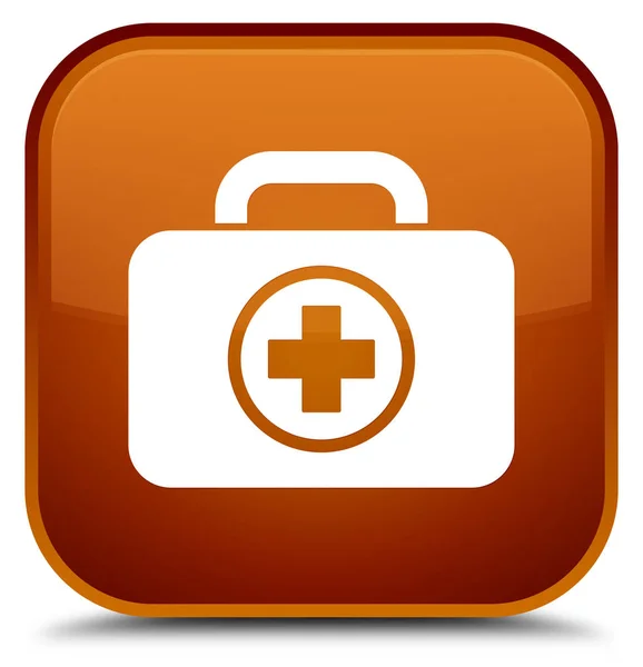 First aid kit ikonu speciální hnědé čtvercové tlačítko — Stock fotografie