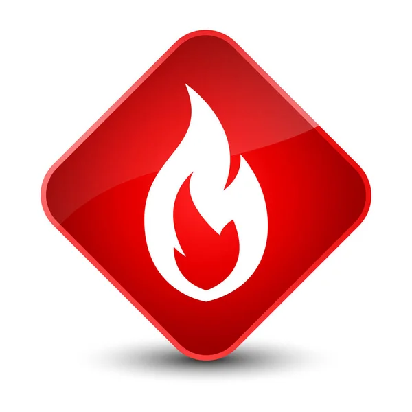 Przycisk czerwony diament elegancki ikona płomień ognia — Zdjęcie stockowe