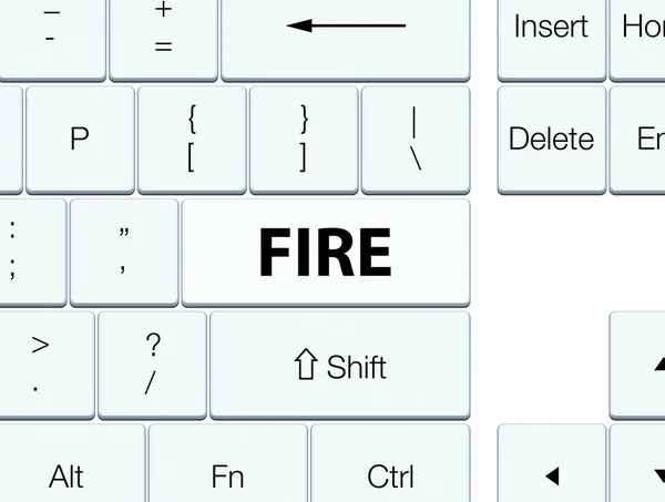 Tűz fehér billentyűzet gombot — Stock Fotó
