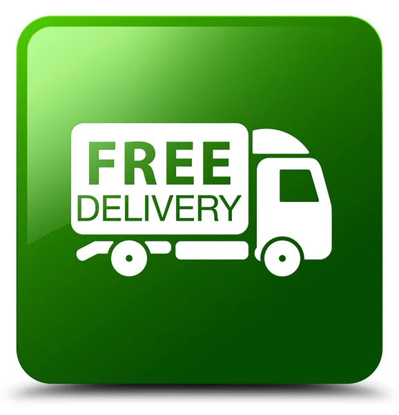 Consegna gratuita camion icona verde quadrato pulsante — Foto Stock