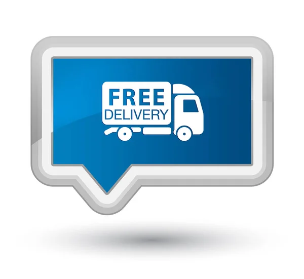 Consegna gratuita camion icona primo pulsante banner blu — Foto Stock