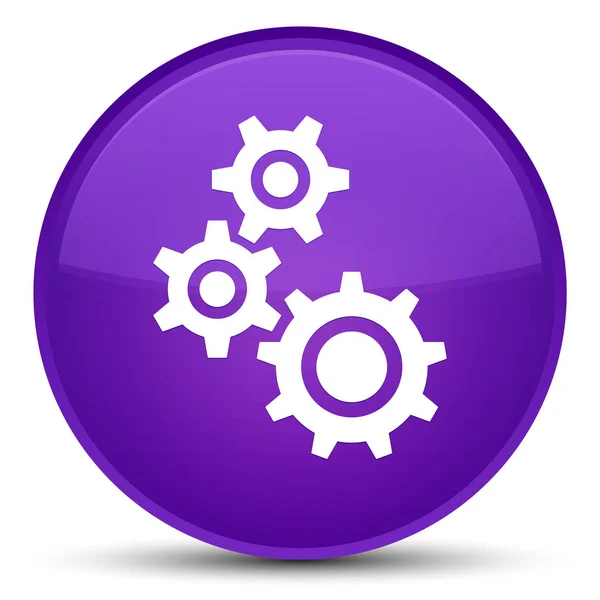 Icône engrenages bouton rond violet spécial — Photo