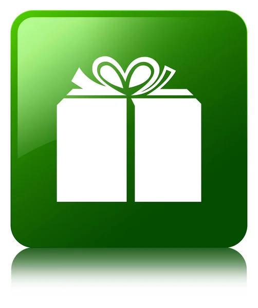 礼品盒图标绿色方形按钮 — 图库照片