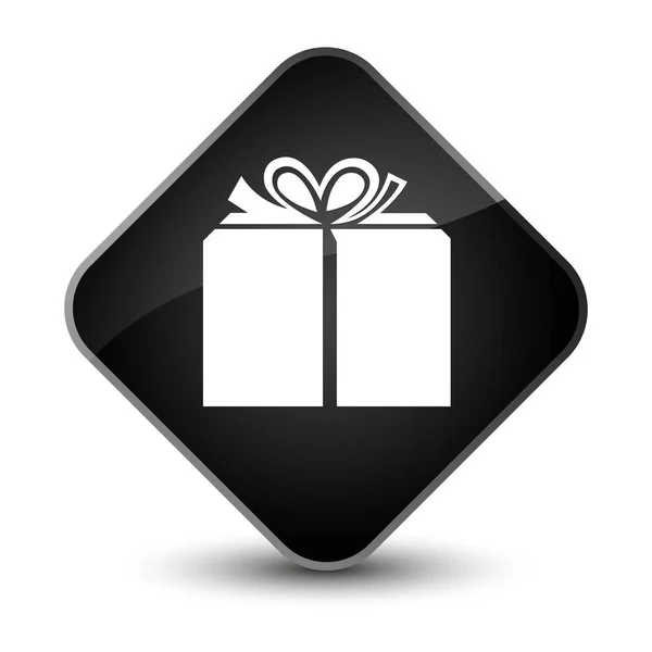 Icono caja de regalo elegante botón de diamante negro —  Fotos de Stock