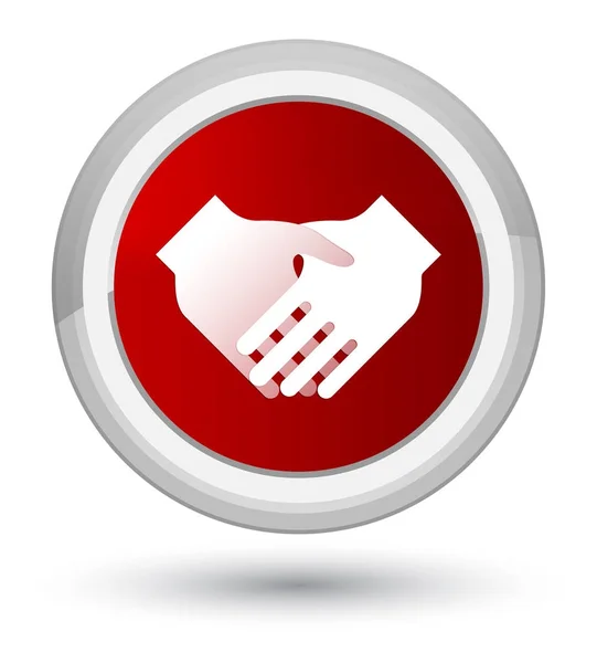 Handshake ikonen prime röda runda knappen — Stockfoto