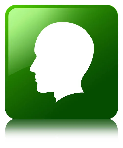 Cabeça macho ícone rosto verde botão quadrado — Fotografia de Stock