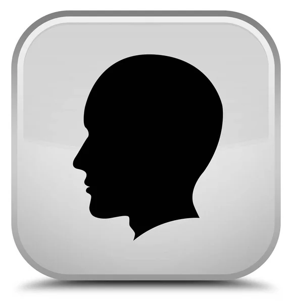 Głowę męskiej twarzy ikonę specjalne biały kwadratowy przycisk — Zdjęcie stockowe