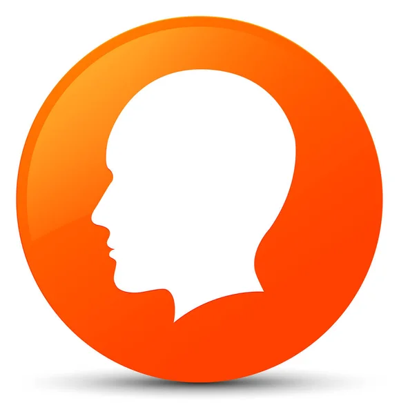 Tête homme visage icône orange bouton rond — Photo