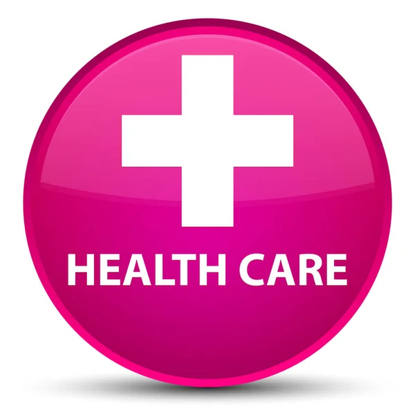 Cuidado de la salud (signo plus) botón redondo rosa especial — Foto de Stock