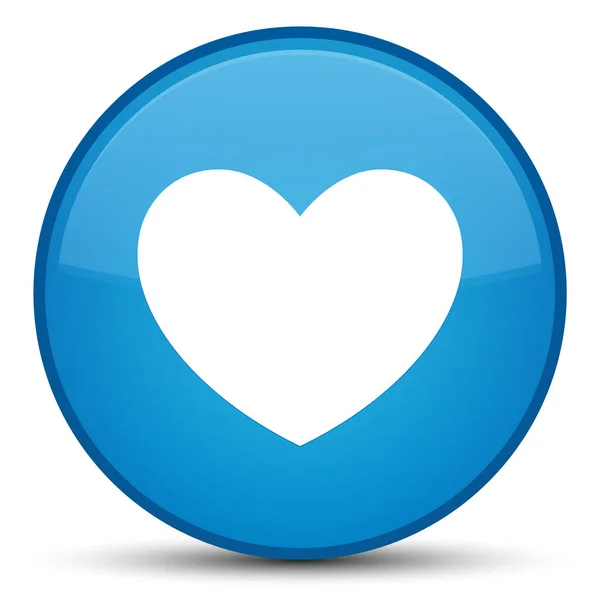 心形图标特殊青色蓝色圆形按钮 — 图库照片