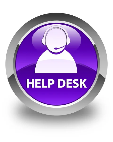 Escritorio de ayuda (icono de atención al cliente) botón redondo púrpura brillante —  Fotos de Stock