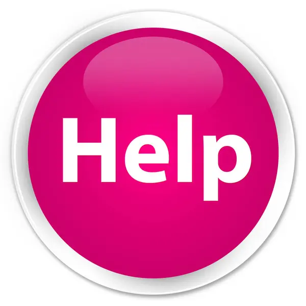 Pomoci prémiové Růžové kulaté tlačítko — Stock fotografie