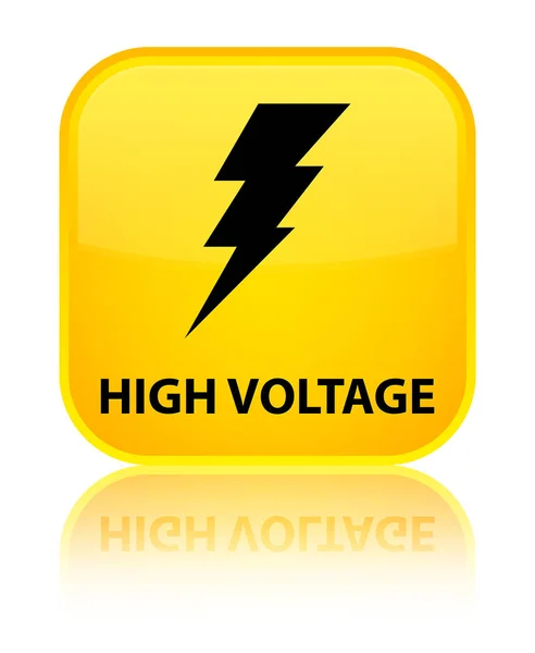Hoogspanning (elektriciteit pictogram) speciale gele vierkante knop — Stockfoto