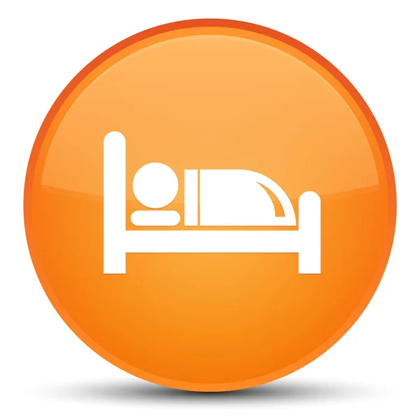 Hotelbett Symbol spezielle orange runde Taste — Stockfoto