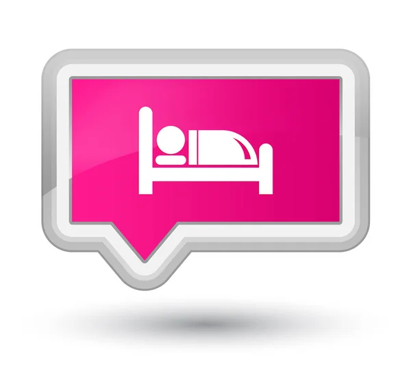 ホテル ベッド アイコン プライム ピンク バナー ボタン — ストック写真