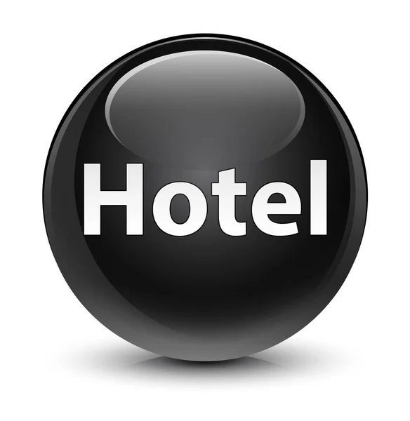 Hotel glassy black round button — Stock Photo, Image