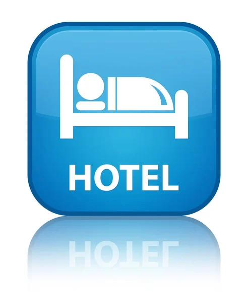 Hotel special cyan blue square button — Stockfoto