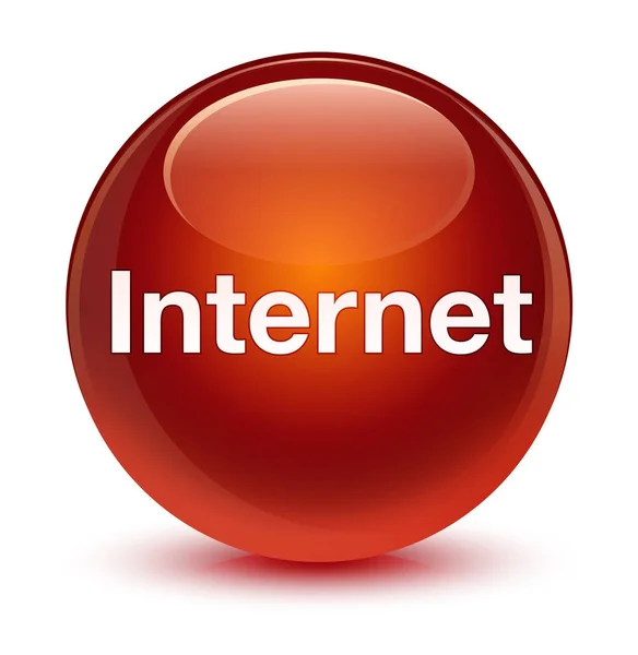 Internet glassy brown round button — Stock Photo, Image