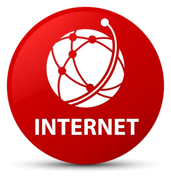 Internet (global network icon) red round button — Stock Photo, Image