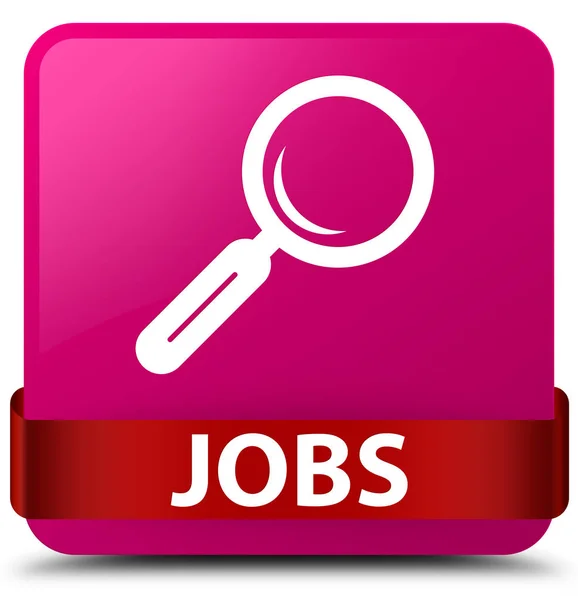 Jobs rosa quadratischer Knopf rotes Band in der Mitte — Stockfoto