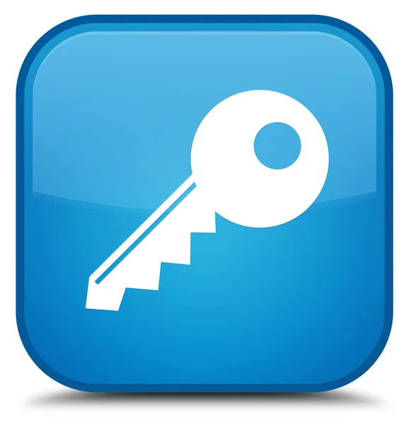 Ícone chave botão quadrado azul ciano especial — Fotografia de Stock