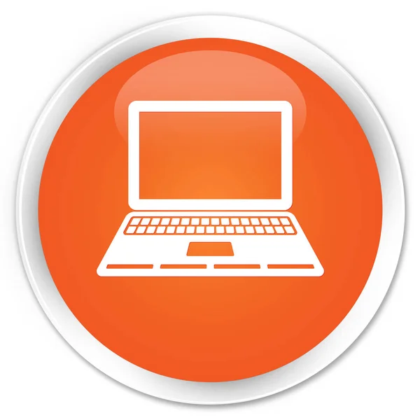 Laptop ícone prémio laranja botão redondo — Fotografia de Stock