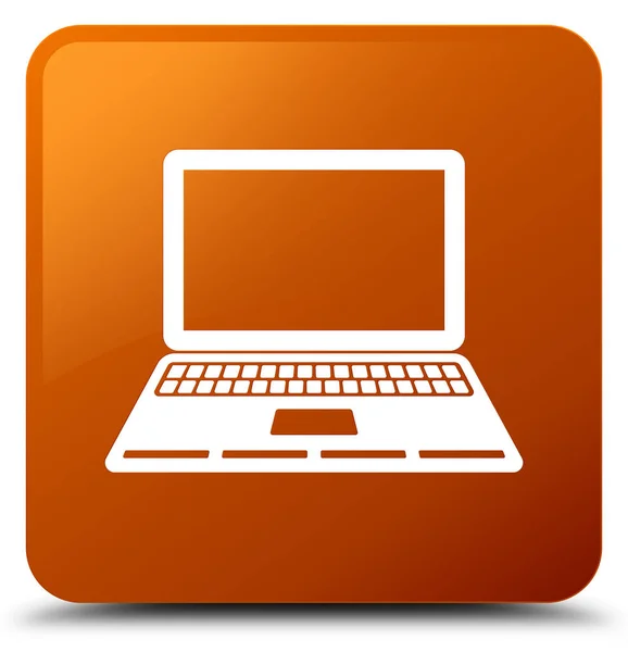 Icono del ordenador portátil marrón botón cuadrado —  Fotos de Stock