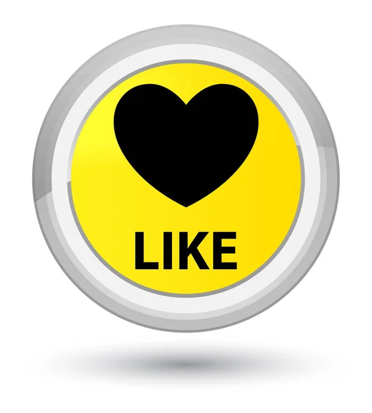 Como (icono del corazón) botón redondo amarillo primo — Foto de Stock