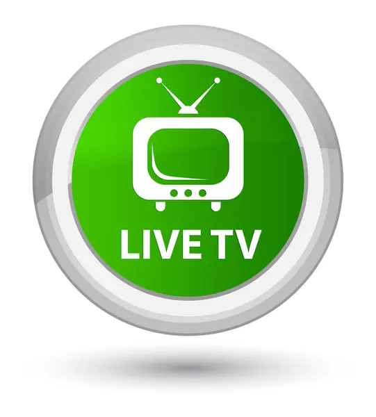 Live tv prime verde botón redondo —  Fotos de Stock