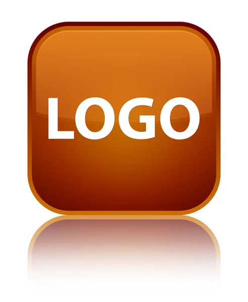 Logo botão quadrado marrom especial — Fotografia de Stock