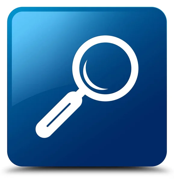 Magnifying glass icon blue square button — Stock Photo, Image