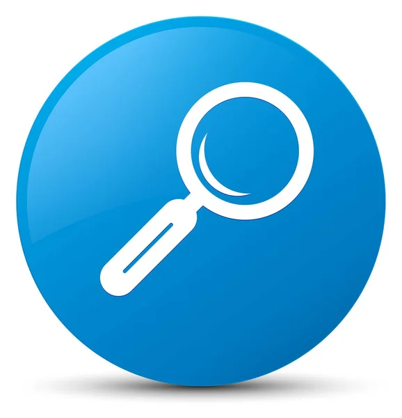 Magnifying glass icon cyan blue round button — Stock Photo, Image