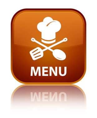 Menü (Restoran simgesi) özel kahverengi kare düğme