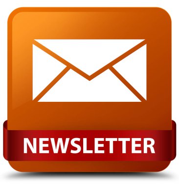 Bülten kahverengi kare düğme kırmızı kurdele orta