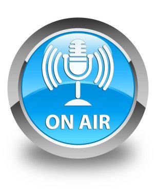 Yayında (mikrofon simgesi) parlak mavi mavi yuvarlak düğmesi