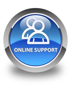 Çevrimiçi destek (grup simgesi) parlak mavi yuvarlak düğmesi