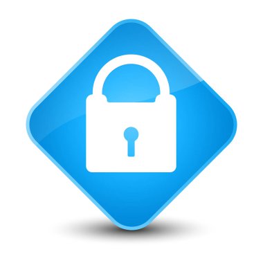 Asma kilit simgesi zarif camgöbeği mavi elmas düğmesini