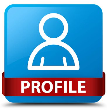 Profil (üye simgesi) camgöbeği mavi kare düğme kırmızı kurdele midd