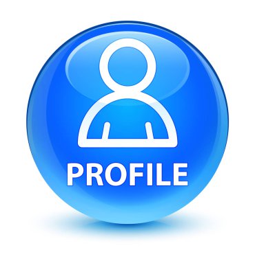 Profil (üye simgesi) camsı camgöbeği mavi yuvarlak düğmesi