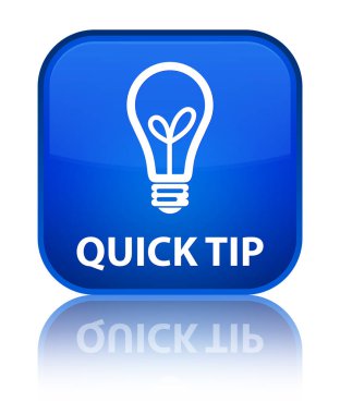 Çabuk uç (ampul simgesi) özel mavi kare düğme