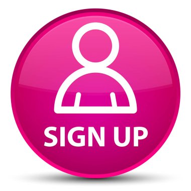 (Üye simgesi) özel pembe kaydolun düğmesini yuvarlak