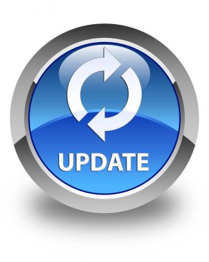 Güncelleştirme parlak mavi yuvarlak düğme