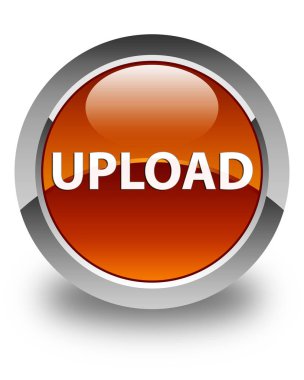 Parlak kahverengi yuvarlak düğme upload