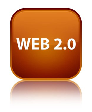 Web 2.0 özel kahverengi kare düğme