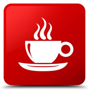 Kahve fincanı simge kırmızı kare düğmesini