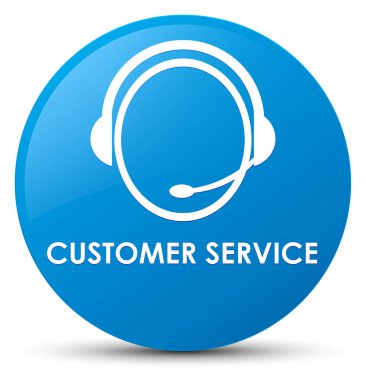 Müşteri hizmeti (müşteri bakım simgesi) camgöbeği mavi yuvarlak düğmesi