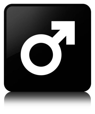 Erkek işareti simgesi siyah kare düğme